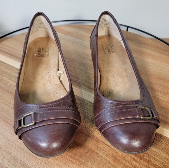 Croft and Barrow Brown Vegan Leather Croc Embossed Ballet Flats Size 8.5 - Picture 8 of 17